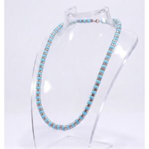 Lee Angel Neiman Marcus Glass Bead Gold Spacer Long Necklace BLUE NWT 495